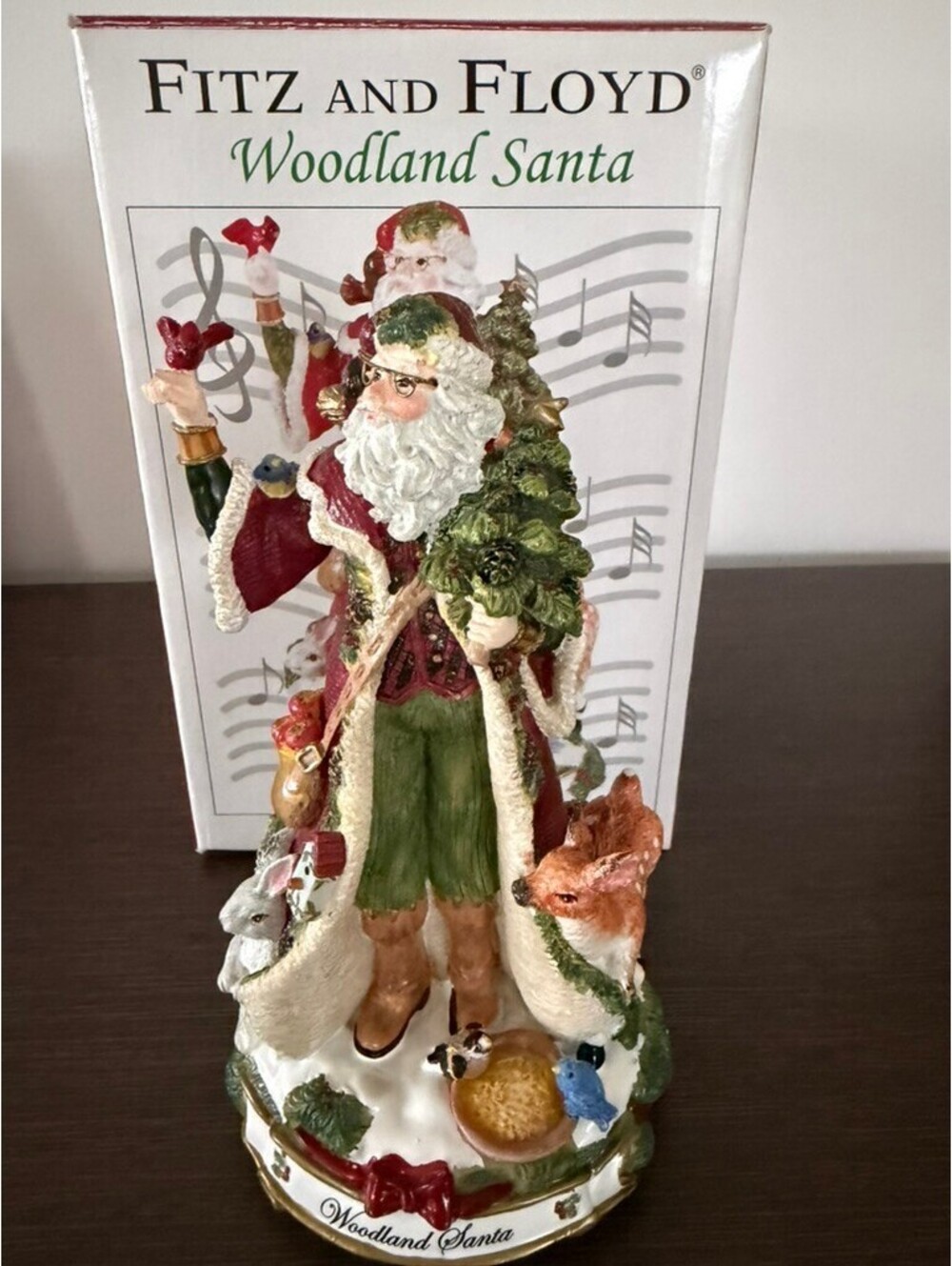 Fitz and Floyd Holiday "Woodland Santa" Music Figurine